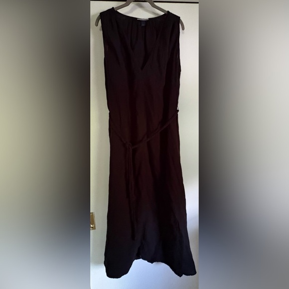 NWT-universal threads crinkle linen, long sleeveless V Neck Cable tie dress - Picture 6 of 9